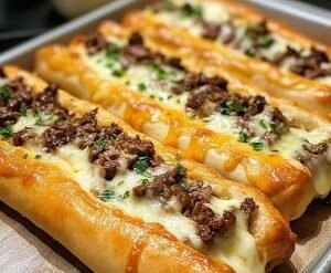 Philly Cheesesteak Stuffed Garlic Breadsticks