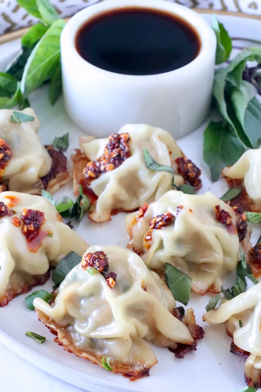 thai basil chicken dumplings